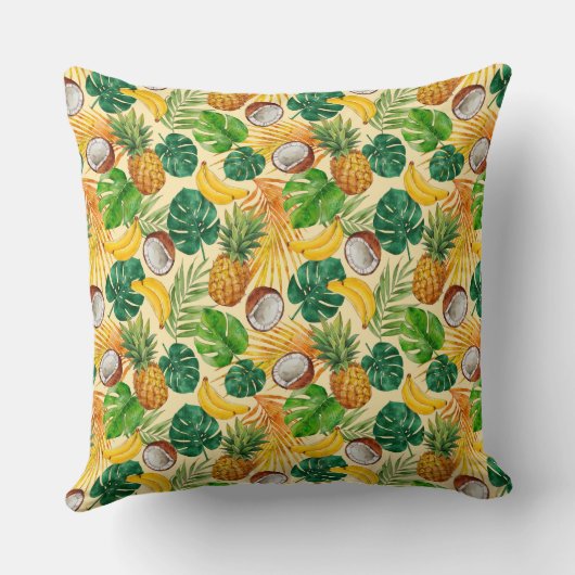 Hand Painted Summer Tropical Pattern Kussen (Achterkant)
