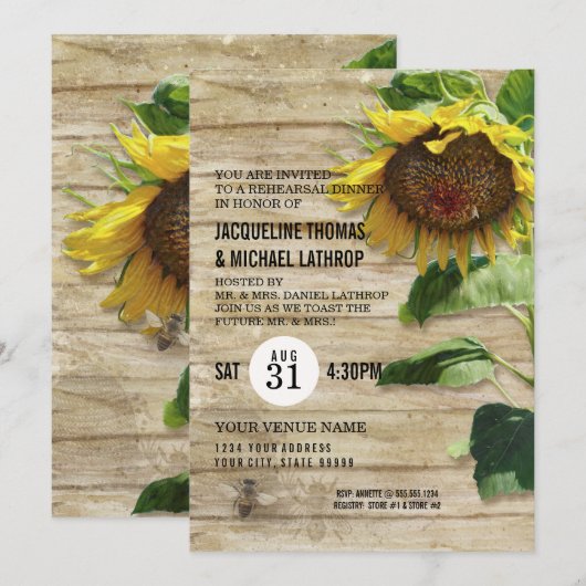 Hand Painted Sunflower Wooden Fence bijenkast Kaart (Voorkant / Achterkant)