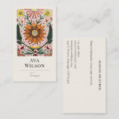 Hand Painted Symmetrical Orange and Green Florals Visitekaartje (Voorkant / Achterkant)