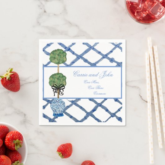 Hand Painted Topiary Chinoiserie Ginger Jar Jars Servet (Insitu)