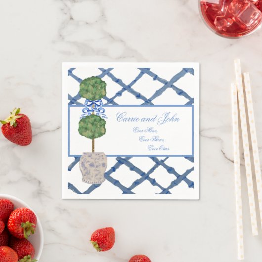 Hand Painted Topiary Chinoiserie Ginger Jar Jars Servet (Insitu)