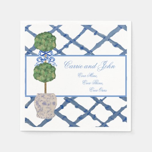 Hand Painted Topiary Chinoiserie Ginger Jar Jars Servet (Voorkant)