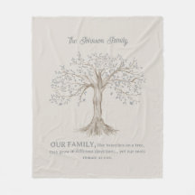 Hand Painted Tree Custom Family Quote Gray Beige