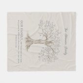 Hand Painted Tree Custom Family Quote Gray Beige Fleece Deken (Voorkant (Horizontaal))