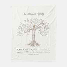 Hand Painted Tree Custom Family Quote Ivory Fleece Deken