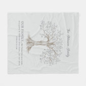 Hand Painted Tree Custom Family Quote Light Gray Fleece Deken (Voorkant (Horizontaal))
