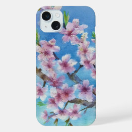 Hand Painted Trendy Watercolour Cherry Blossoms iPhone 15 Plus Case
