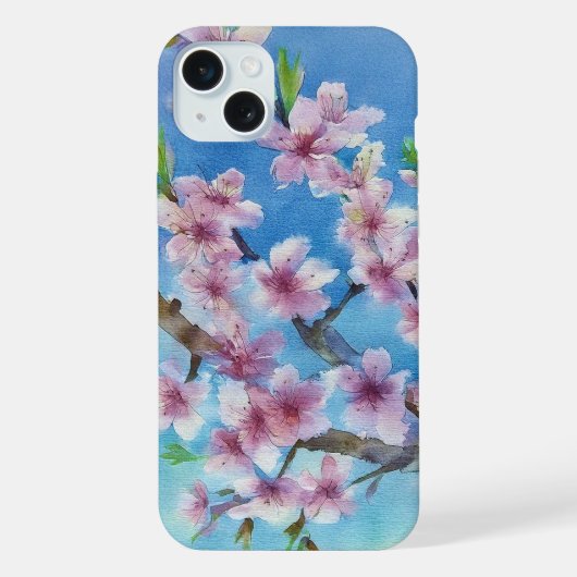Hand Painted Trendy Watercolour Cherry Blossoms iPhone Hoesje (Achterkant)