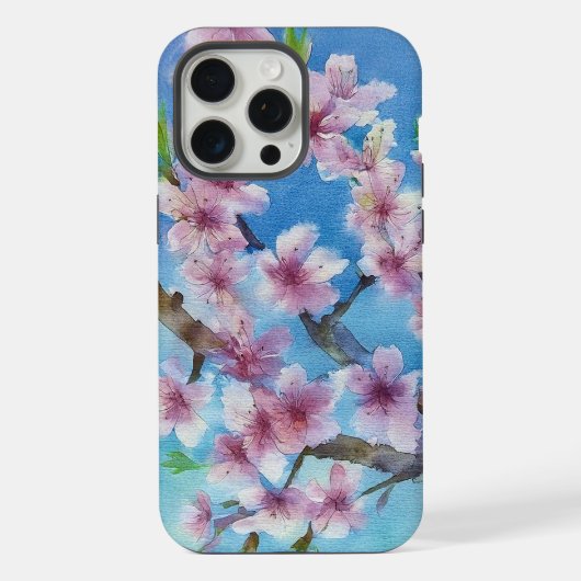 Hand Painted Trendy Watercolour Cherry Blossoms iPhone Hoesje (Achterkant)