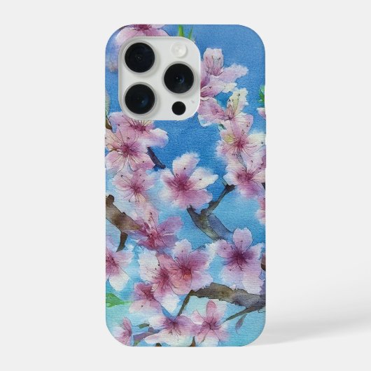 Hand Painted Trendy Watercolour Cherry Blossoms iPhone Hoesje (Achterkant)