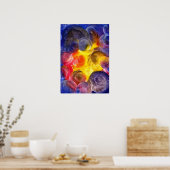 Hand Painted Vibrant Abstract Gouache Art Poster (Keuken)