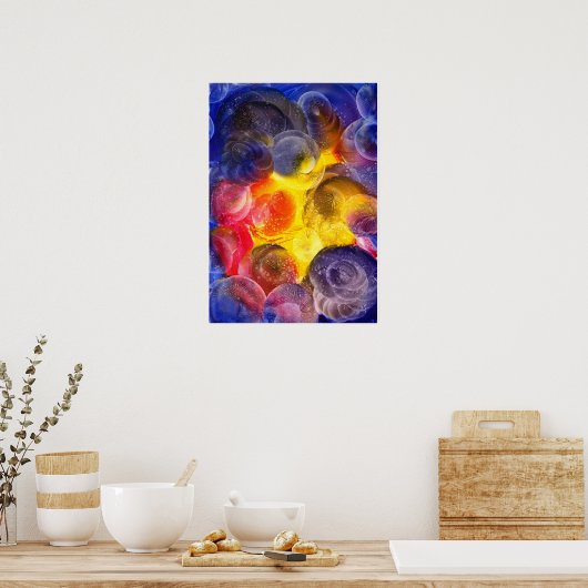 Hand Painted Vibrant Abstract Gouache Art Poster (Keuken)