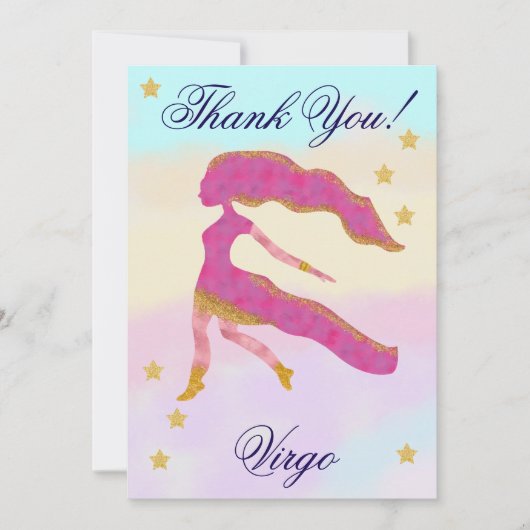 Hand-Painted Virgo Birthday Thank You Bedankkaart (Voorkant)