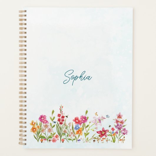 Hand Painted Watercolor Botanical Art Personalized Planner (Voorkant)