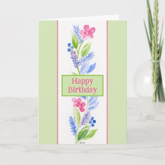 Hand Painted Watercolor Floral BIRTHDAY Bedankkaart (Voorkant)