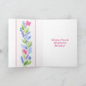 Hand Painted Watercolor Floral BIRTHDAY Bedankkaart (Binnen)