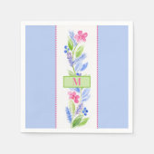 Hand Painted Watercolor Floral NAME Initial Blue Servet (Voorkant)