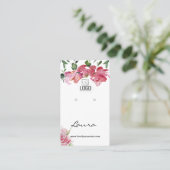 Hand-painted watercolor flowers earring display  visitekaartje (Staand voorkant)