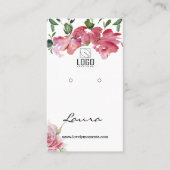Hand-painted watercolor flowers earring display  visitekaartje (Voorkant)