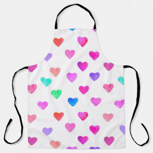 hand painted watercolor hearts pattern Valentine's Schort