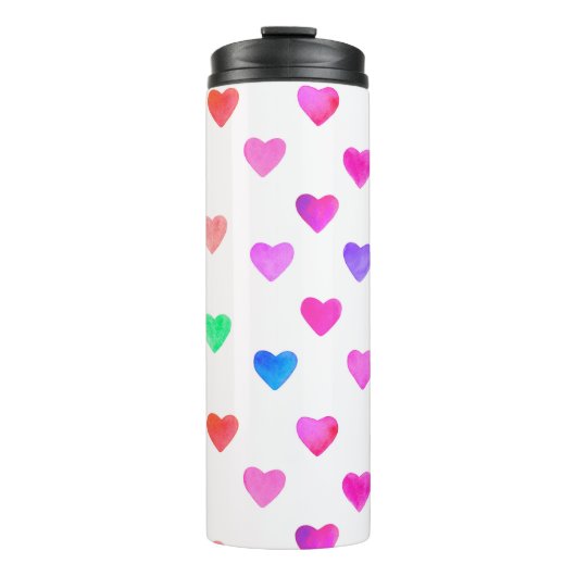 hand painted watercolor hearts pattern Valentine's Thermosbeker (Voorkant)
