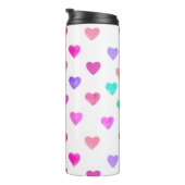 hand painted watercolor hearts pattern Valentine's Thermosbeker (Geroteerd rechts)