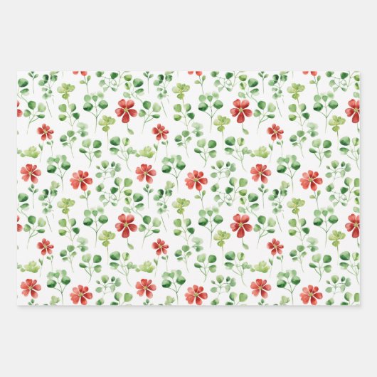 Hand Painted Watercolor Holiday Patterns Inpakpapier Vel (Voorkant 3)