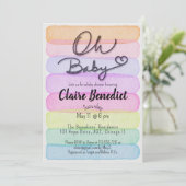 Hand painted, watercolor, unique baby shower kaart (Staand voorkant)