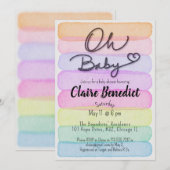 Hand painted, watercolor, unique baby shower kaart (Voorkant / Achterkant)