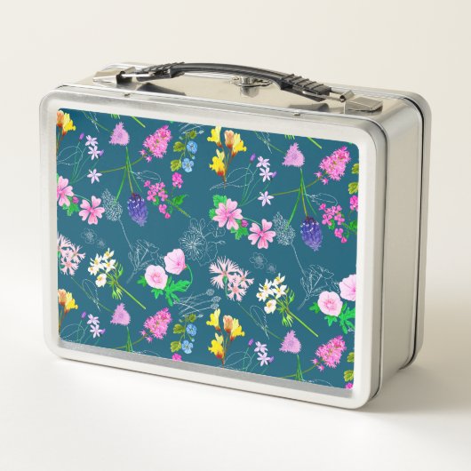 Hand-painted watercolour flowers on a deep blue (Achterkant)