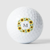 Hand Painted Waterverf Sunflower Wreath Golf Ball Golfballen (Voorkant)