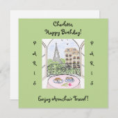Hand painted Whimsical Paris Eiffel Tower BIRTHDAY (Voorkant / Achterkant)