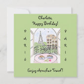 Hand painted Whimsical Paris Eiffel Tower BIRTHDAY (Voorkant)