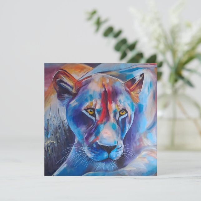 Hand Painted Wild Cat Portrait (Staand voorkant)