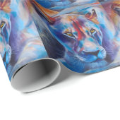 Hand Painted Wild Cat Portrait Cadeaupapier (Rol Hoek)