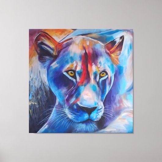 Hand Painted Wild Cat Portrait Canvas Afdruk (Voorkant)