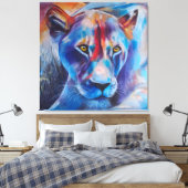 Hand Painted Wild Cat Portrait Canvas Afdruk (Insitu (Slaapkamer))