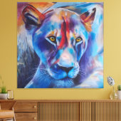 Hand Painted Wild Cat Portrait Canvas Afdruk (Insitu (Woonkamer))