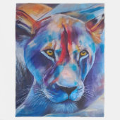 Hand Painted Wild Cat Portrait Fleece Deken (Voorkant)