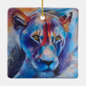 Hand Painted Wild Cat Portrait Keramisch Ornament (Achterkant)