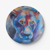 Hand Painted Wild Cat Portrait Papieren Bordje (Voorkant)