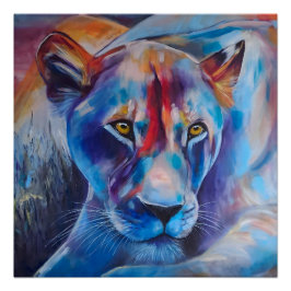 Hand Painted Wild Cat Portrait Perfect Poster