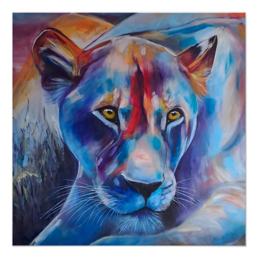 Hand Painted Wild Cat Portrait Perfect Poster (Voorkant)