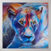 Hand Painted Wild Cat Portrait Poster (Voorkant)