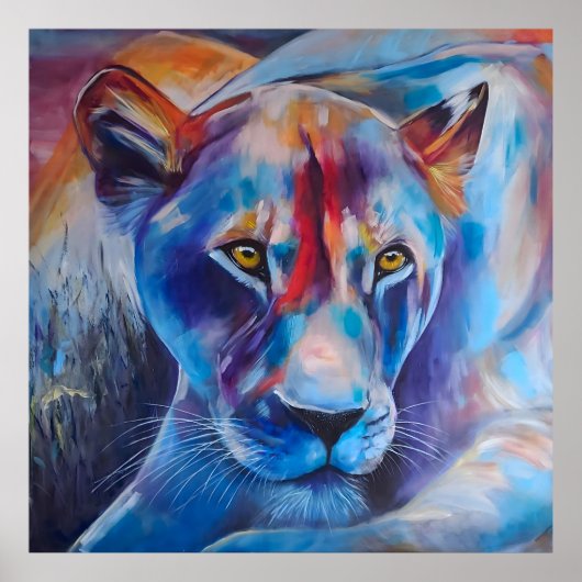 Hand Painted Wild Cat Portrait Poster (Voorkant)
