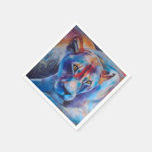 Hand Painted Wild Cat Portrait Servet (Hoek)