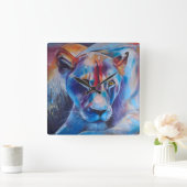Hand Painted Wild Cat Portrait Vierkante Klok (Huis)