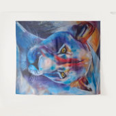 Hand Painted Wild Cat Portrait Wandkleed (Voorkant (horizontaal))