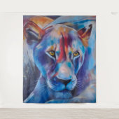 Hand Painted Wild Cat Portrait Wandkleed (Voorkant)
