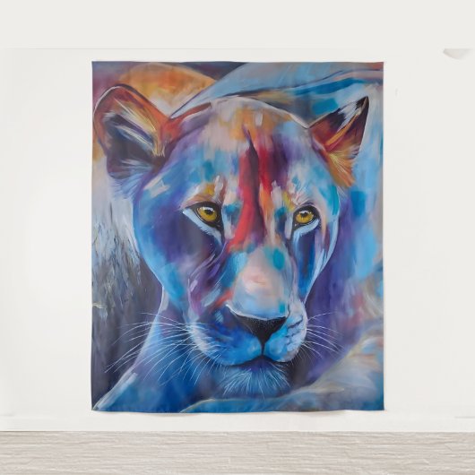 Hand Painted Wild Cat Portrait Wandkleed (Voorkant)